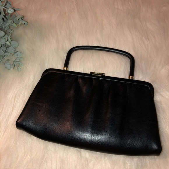 Vintage ANDE’ Black PU Leather Handle Clutch/Bag - Picture 1 of 9
